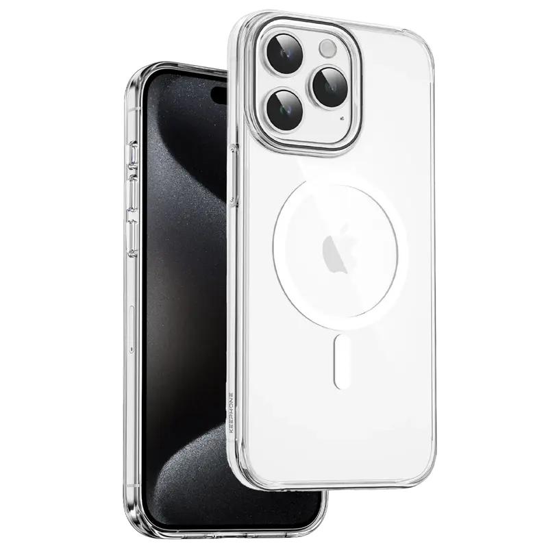 iPhone 15 Pro Max Aurora Şeffaf Magsafe Kılıf - Şeffaf