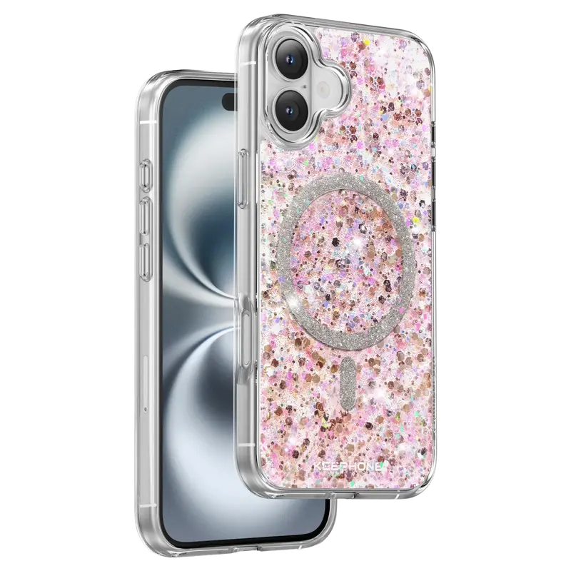 iPhone 16 Plus Interstellar Glitter Magsafe Kılıf - Pembe