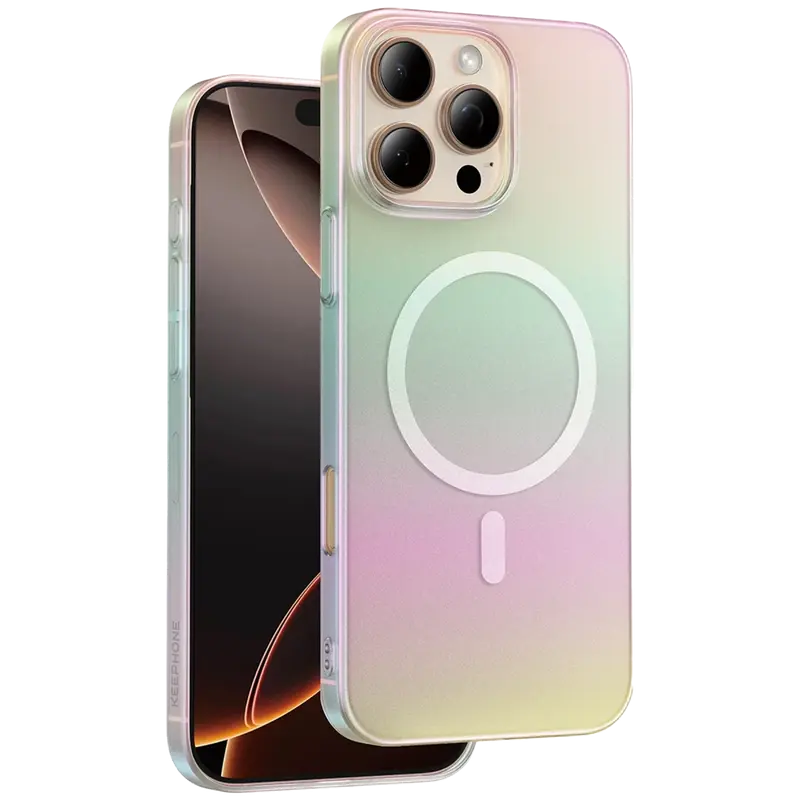 iPhone 16 Pro Fantasia Gökkuşağı Magsafe Kılıf - Beyaz
