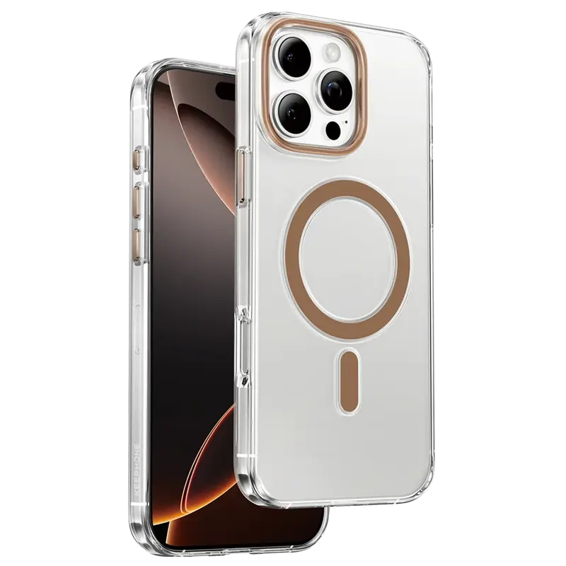 iPhone 16 Pro Max Aurora Şeffaf Magsafe Kılıf - Çöl Titanyum