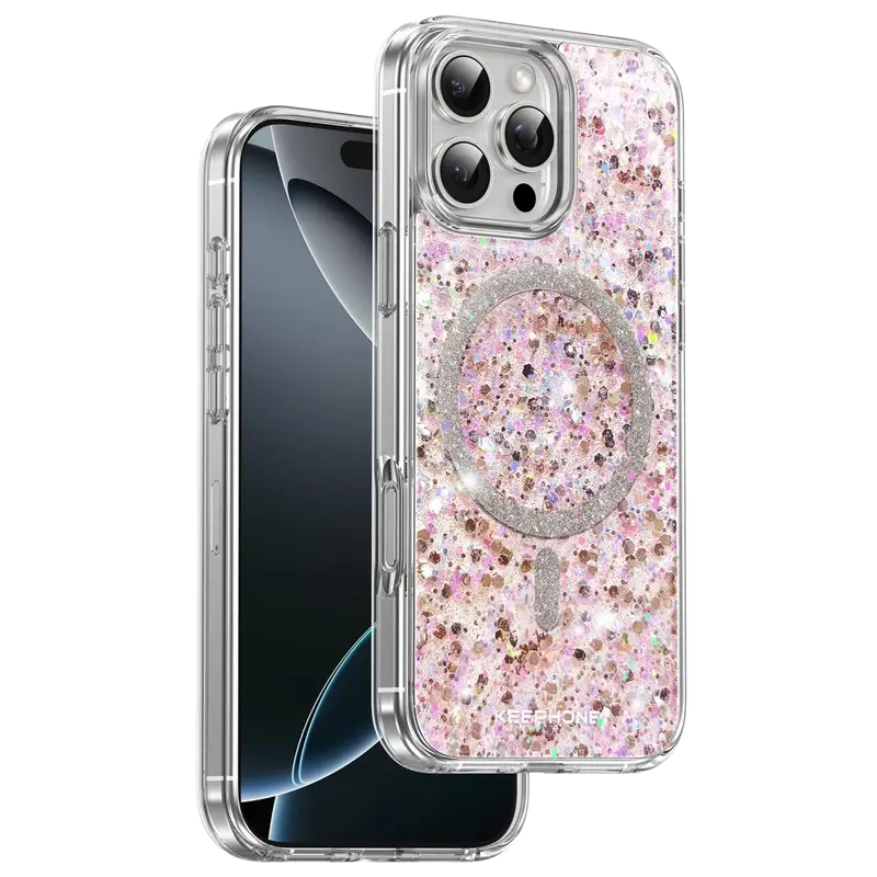 iPhone 16 Pro Max Interstellar Glitter Magsafe Kılıf - Pembe