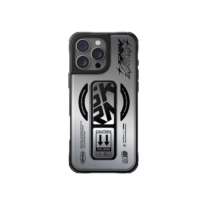 iPhone 16 Pro Max Uyumlu Kılıf Mag-Şarj Özellikli Holografik Tasarımlı Standlı Deri Görünümlü Skinarma Kira Kobai Kapak