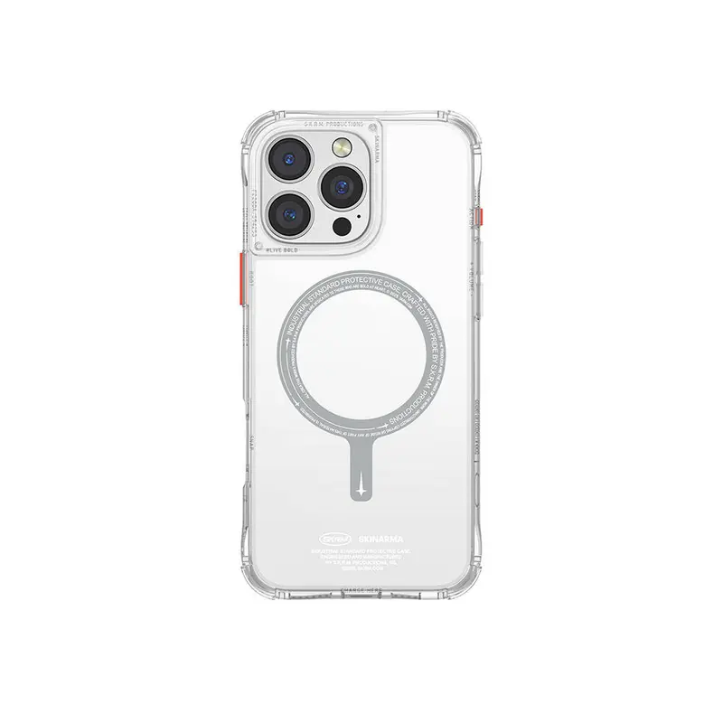iPhone 16 Pro Max Uyumlu Kılıf Mag-Şarj Özellikli Şeffaf Airbag Tasarımlı Skinarma Saido Kapak