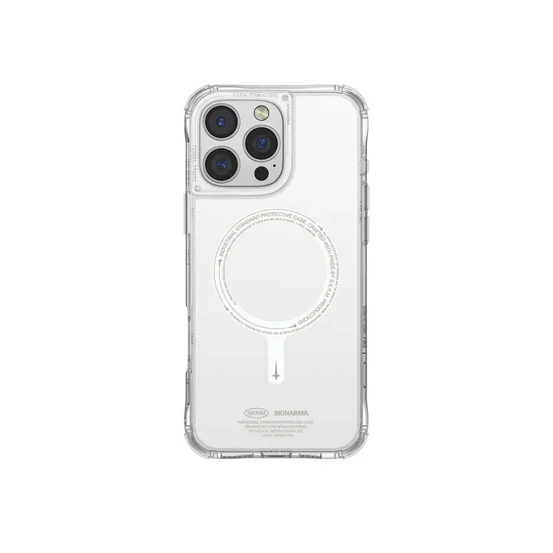 iPhone 16 Pro Max Uyumlu Kılıf Mag-Şarj Özellikli Şeffaf Airbag Tasarımlı Skinarma Saido Nightglow Fosforlu Kapak