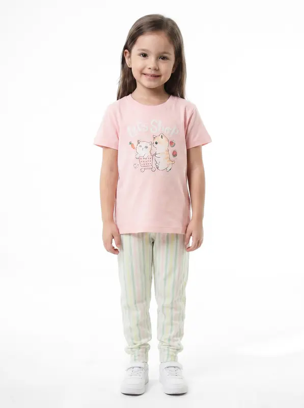 Kız Çocuk Yazlık Pijama Takım 2-7 Yaş 3571