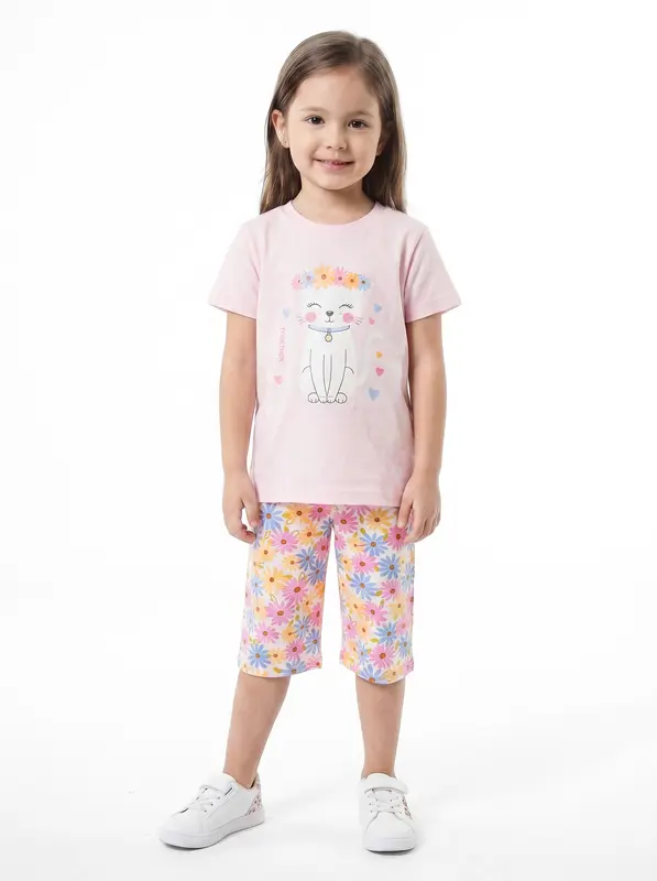 Kız Çocuk Yazlık Pijama Takım 2-7 Yaş 3783