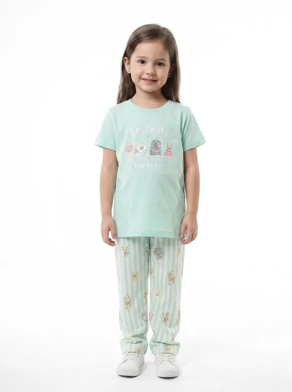 Kız Çocuk Yazlık Pijama Takım 2-7 Yaş 3810