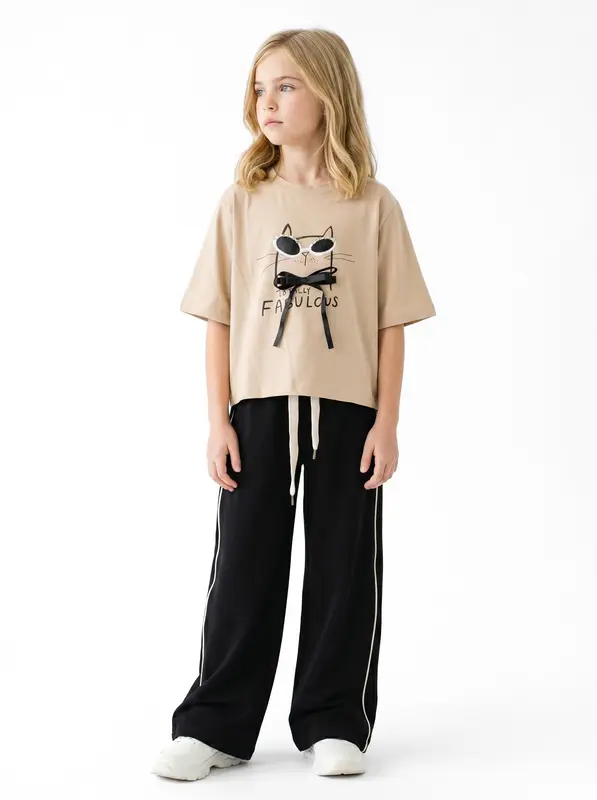 Kız Çocuk Yazlık Pijama Takım 8-14 Yaş 8637-8409
