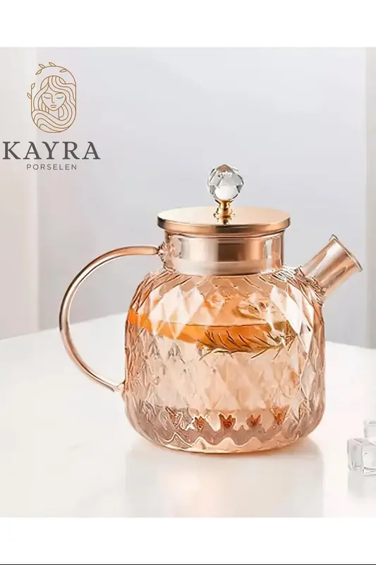 Kabartmalı Borosilikat Cam Demlik 1000ML -CM-2006