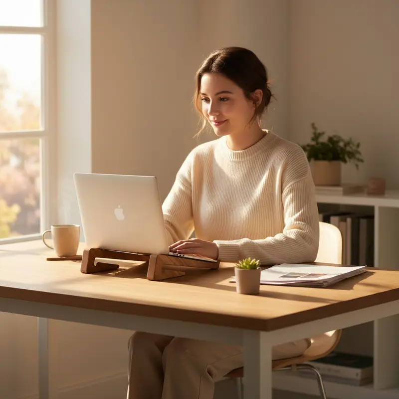 Kahverengi MDF Laptop Yükseltici | 2 Parça Masaüstü Stand | 30 cm