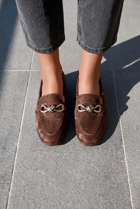 Kastora Acı Kahve Eskitilmiş KadifeKadın Loafer