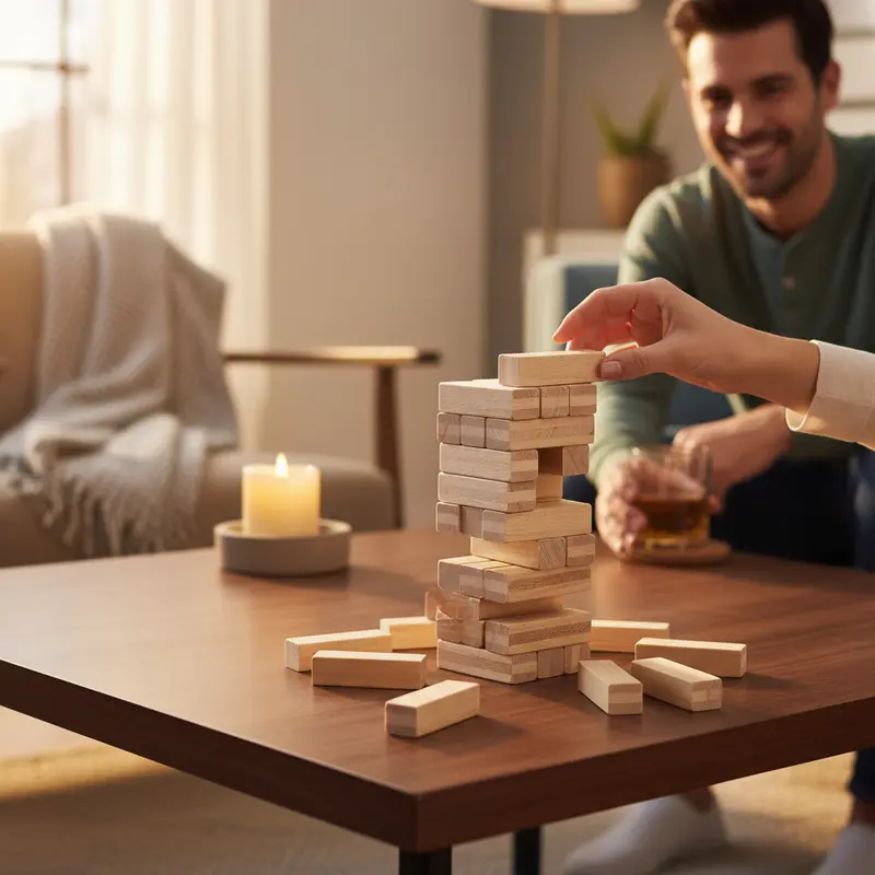 Kayın Ahşap Jenga Denge Oyunu | El Yapımı Strateji ve Beceri Oyunu