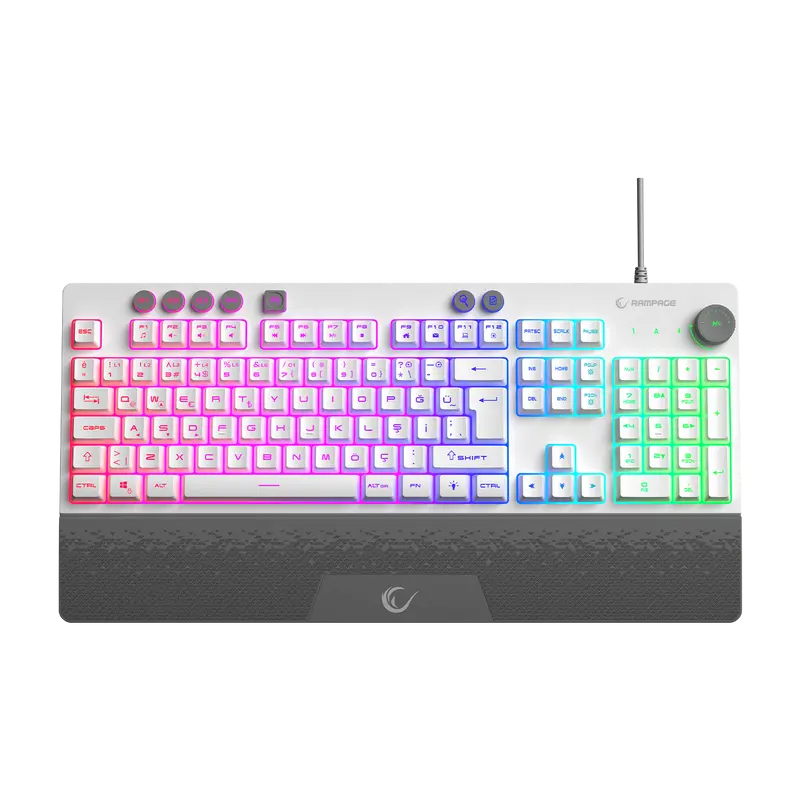 KB-GX65 SIMULA - Simula USB RGB 4 Makro Tuş Bilek Destekli Oyuncu Klavyesi-Beyaz