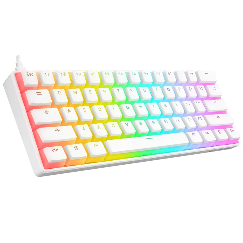 KB-R135 PARVUS Beyaz Type-C Bağlantılı RGB Puding Tuşlu Red Switch US Gaming Oyuncu Klavye