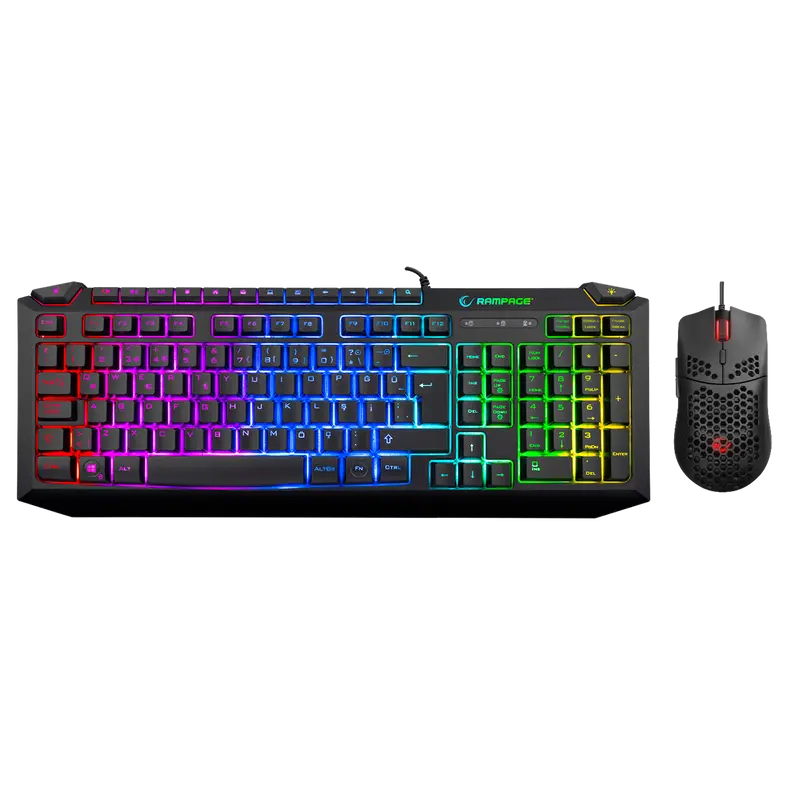 KB-R310 BROKER V2 - Kb-R310 Broker Gökkuşağı Aydınlatmalı Oyuncu Klavye + Mouse Set-Siyah