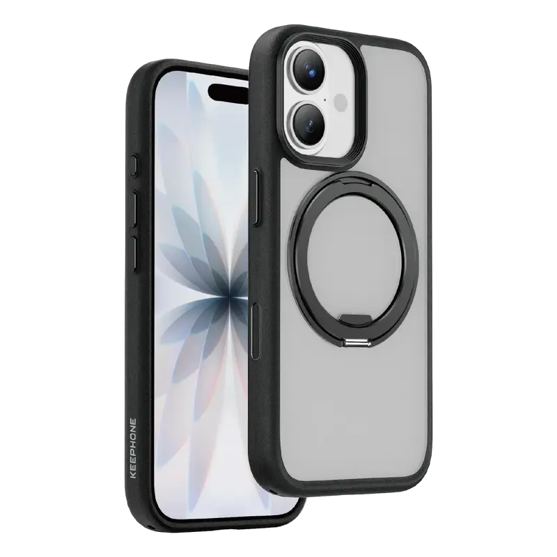 Keephone Apple iPhone 17 Omega Magsafe Standlı Kapak - Siyah
