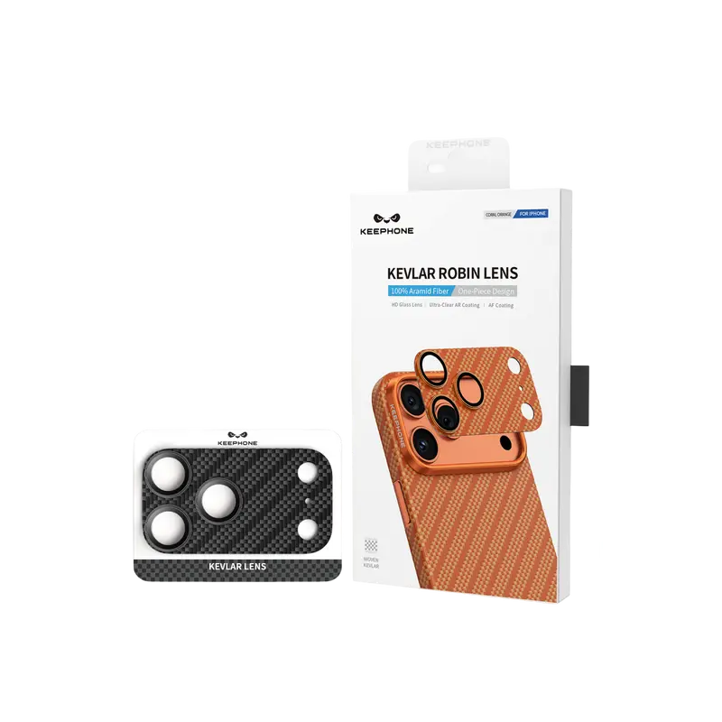Keephone Apple iPhone 17 Pro Kevlar Robin Kamera Lens Koruyucu - Siyah