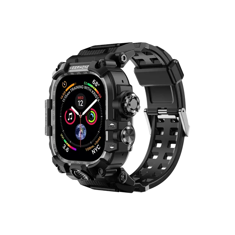 Keephone Apple Watch 46mm Bassion Kasalı Kordon - Siyah
