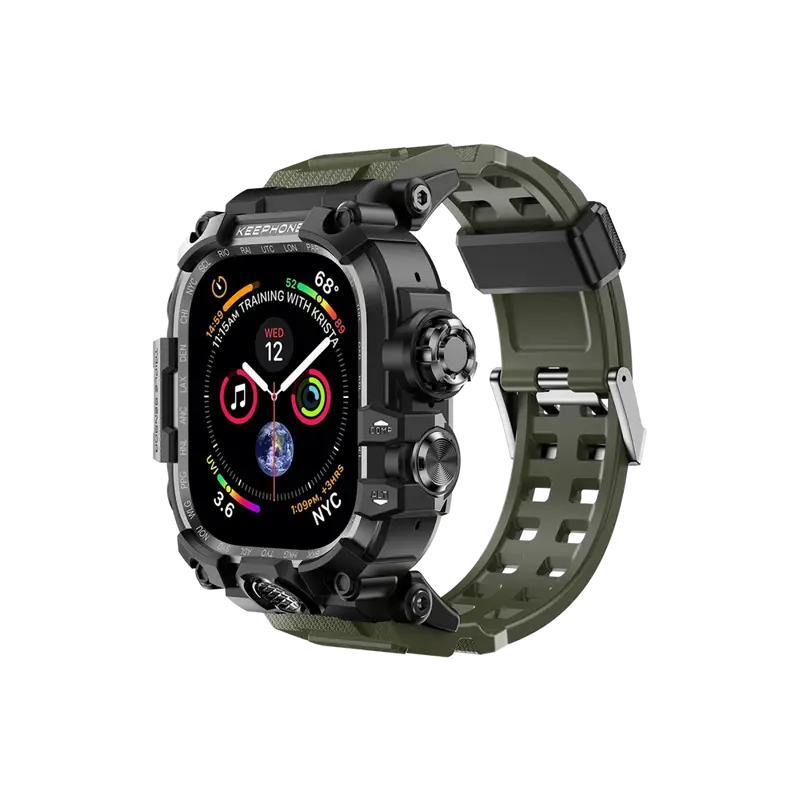 Keephone Apple Watch 46mm Bassion Kasalı Kordon - Yeşil
