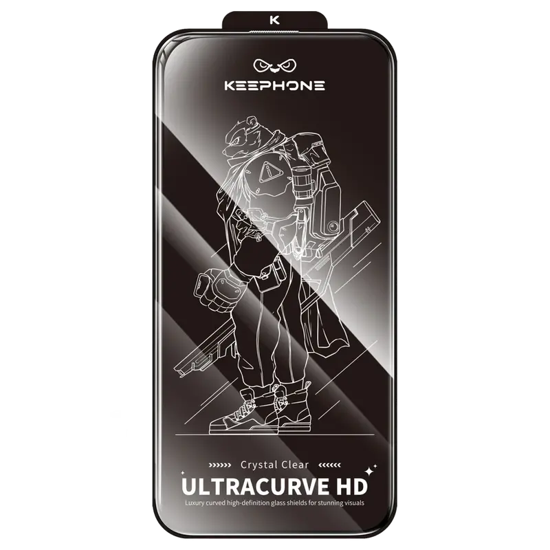 Keephone iPhone 14 UltraCurve HD 3D Cam Ekran Koruyucu - Siyah