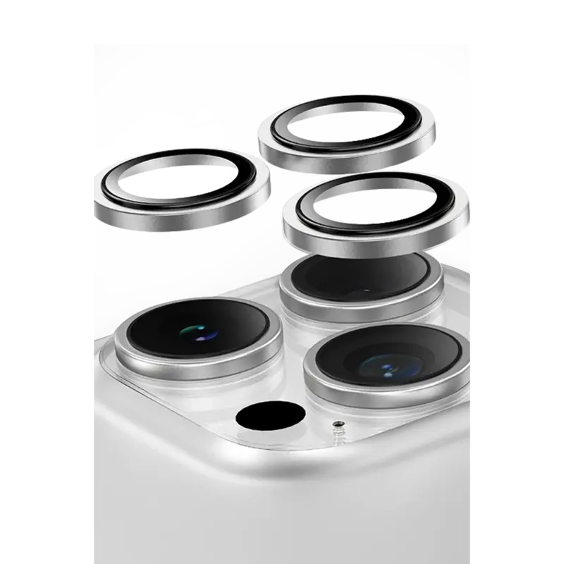 Keephone iPhone 16 Pro Max Capital Alüminyum AR Kamera Lens Koruyucu - Beyaz Titanyum