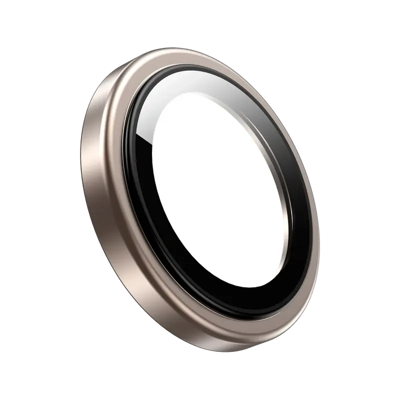 Keephone iPhone 16 Pro Max Silikon Metal Kamera Lens Koruyucu - Çöl Titanyum