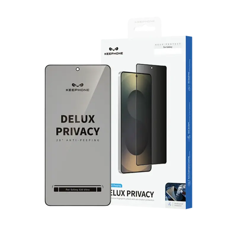 Keephone Samsung Galaxy S26 Delux Privacy 2.5D Hayalet Cam Ekran Koruyucu - Siyah
