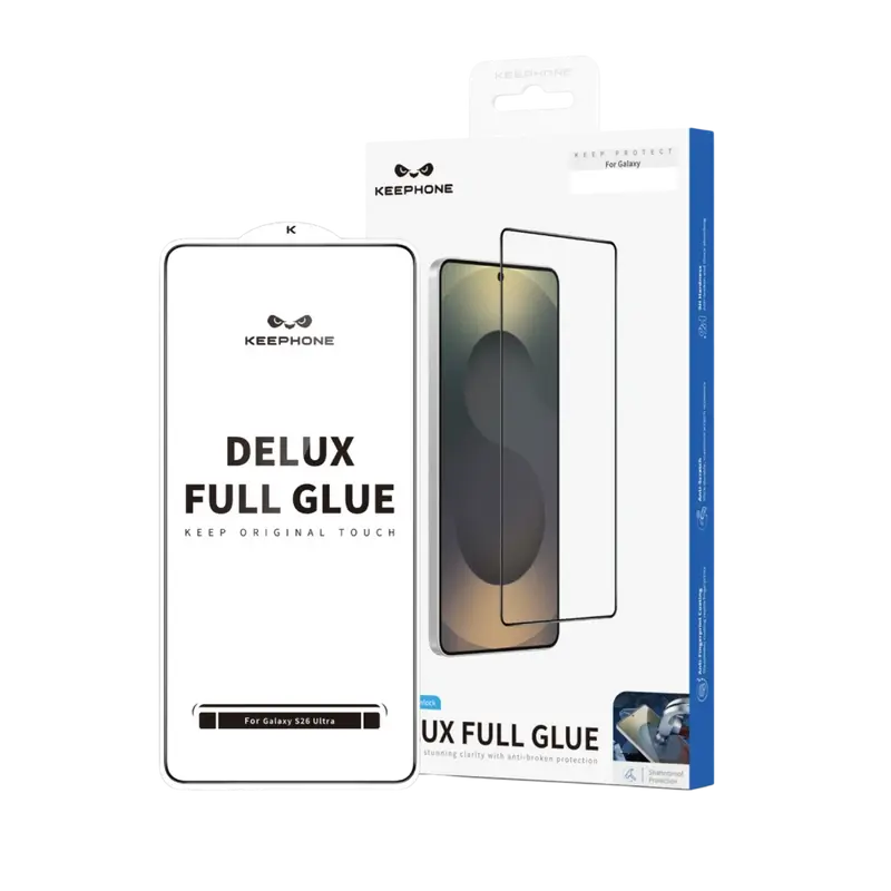 Keephone Samsung Galaxy S26 Plus Delux Full Glue 2.5D Cam Ekran Koruyucu - Siyah