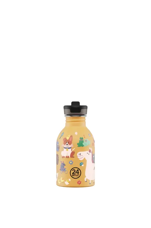 Kids Bottle Farm Friends Pipetli Paslanmaz Çelik Çocuk Su Matarası 250 ml