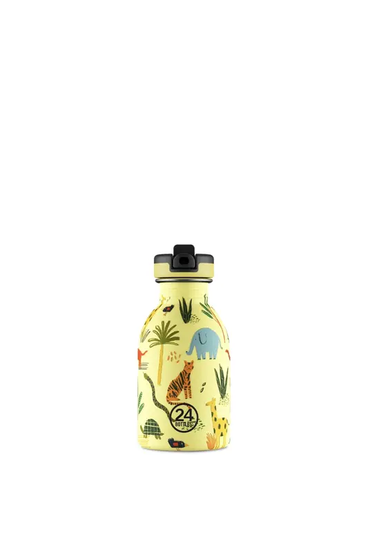 Kids Bottle Jungle Friends Paslanmaz Pipetli Çelik Çocuk Su Matarası 250 ml
