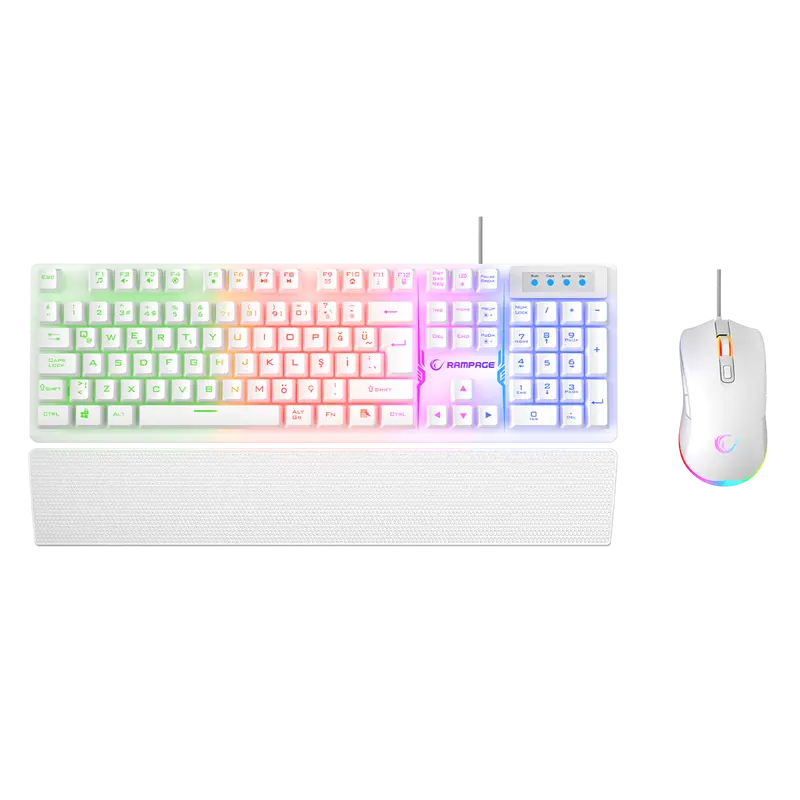 Km-Rx7 Fortuna V2 Combo Oyuncu Klavye + 12800 dpi Mouse-Beyaz