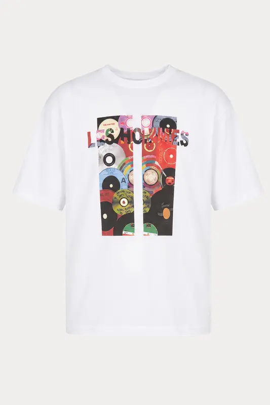 Les Hommes Geniş Kesim Logolu Desen Baskılı T-shirt