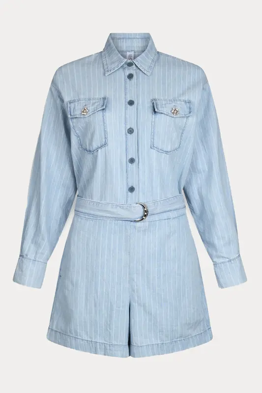 Liu Jo Çizgili Kemerli Denim Tulum