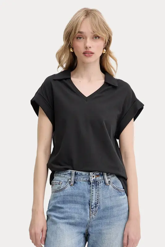 Liu Jo Polo V Yaka Dantel Nakışlı T-shirt