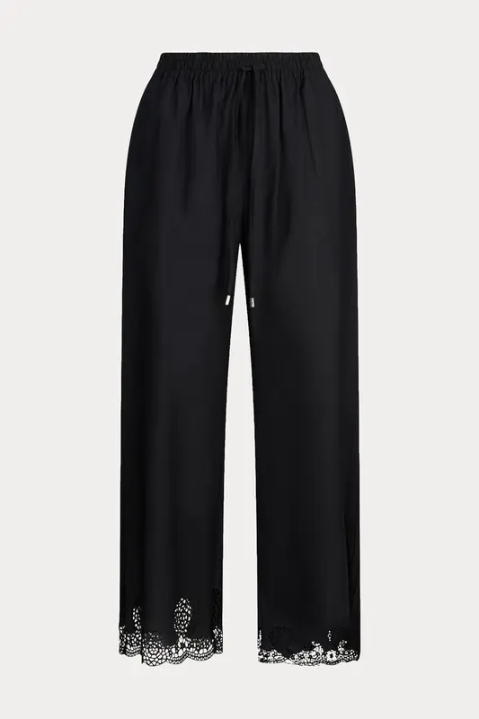 Liu Jo Straight Fit Beli Lastikli Nakış Detaylı Poplin Pantolon