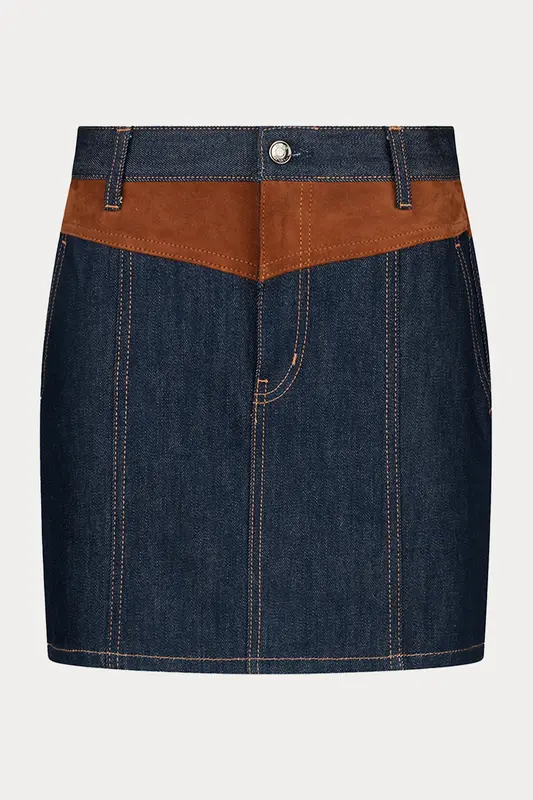 Liu Jo Süet Detaylı Mini Denim Etek