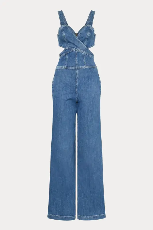 Liu Jo V Yaka Bel Dekolteli Denim Tulum