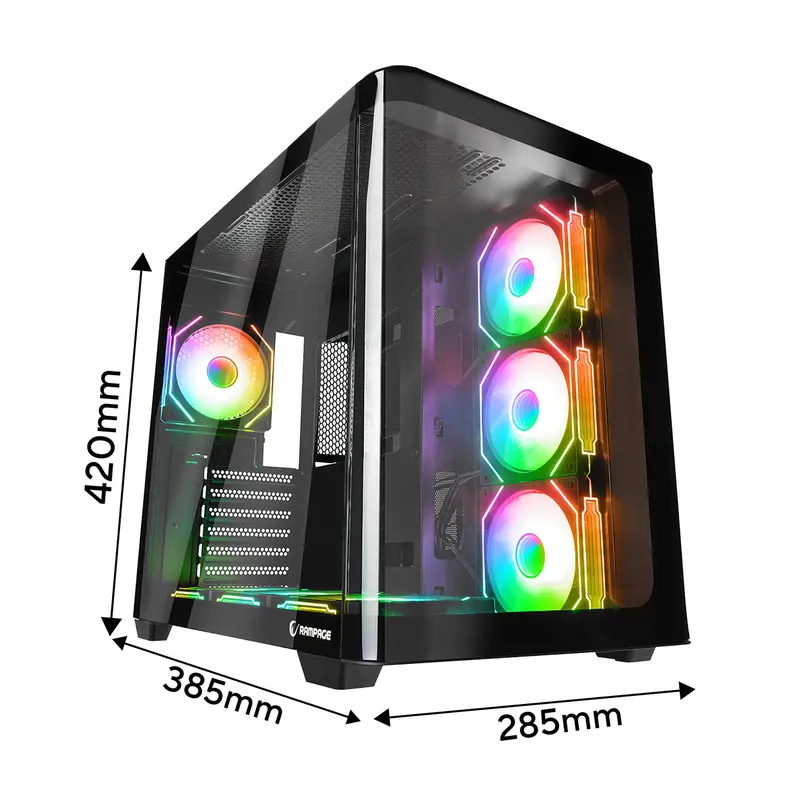 LOOPY Siyah - Loopy 7x12cm ARGB Fan Kumandalı Atx Mid-T Oyuncu Kasası-Siyah