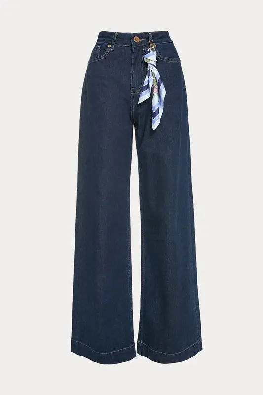 Lynne Straight Fit Fularlı Yüksek Bel Jeans