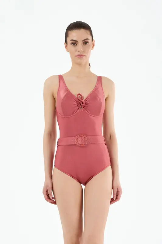 M22116 Telli Toparlayıcılı Kemer Tokalı Mayo