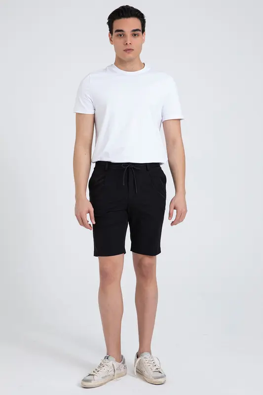 Manuel Ritz Slim Fit Beli Lastikli Tek Pile Yandan Cepli Streç Şort