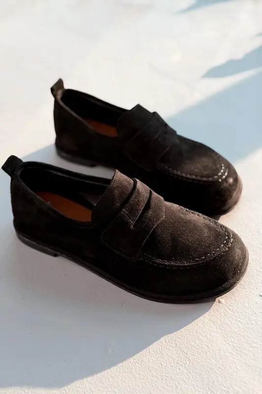 Marion Siyah Hakiki Süet Kadın Loafer