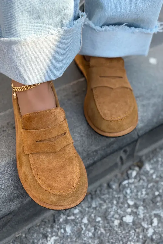 Marion Taba Hakiki Süet Kadın Loafer