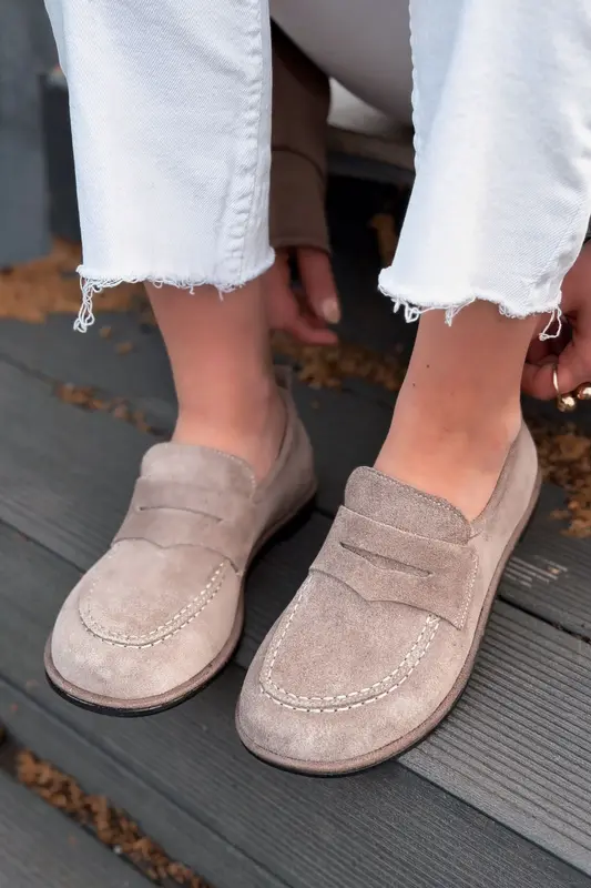 Marion Vizon Hakiki Süet Kadın Loafer