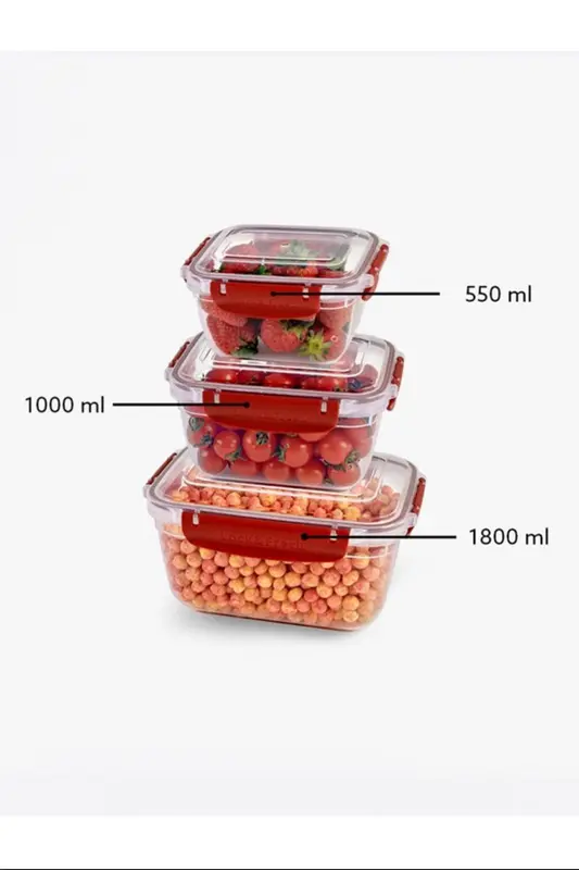 Master Dikdörtgen Saklama Seti 3'lü 550-1000-1800 Ml -30866