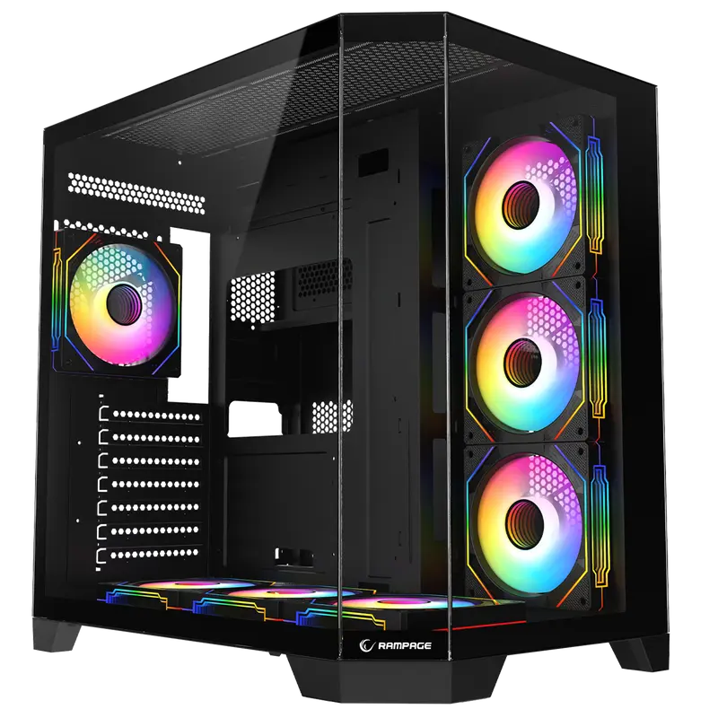 MEGA V1 - 850W 80 Plus Bronze 3 Taraf Temp. Camlı 7x12cm ARGB Fan+Kumanda Siyah Oyuncu Kasası
