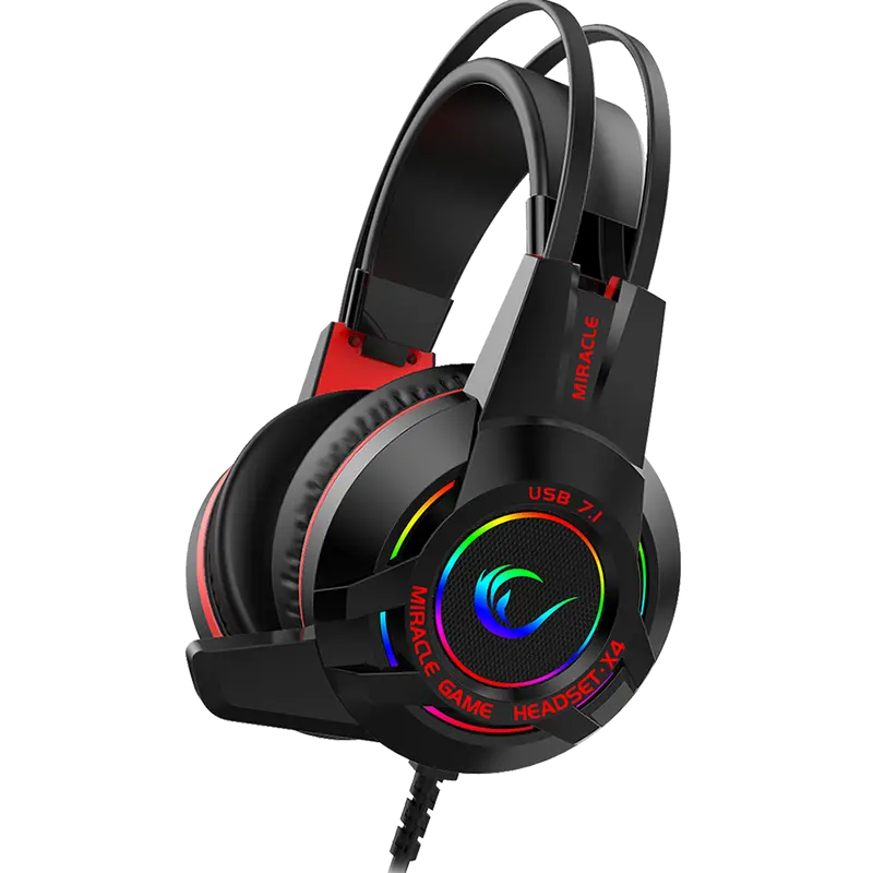 Miracle X4 RGB 7.1 Oyuncu Kulaklığı-Kırmızı/Siyah