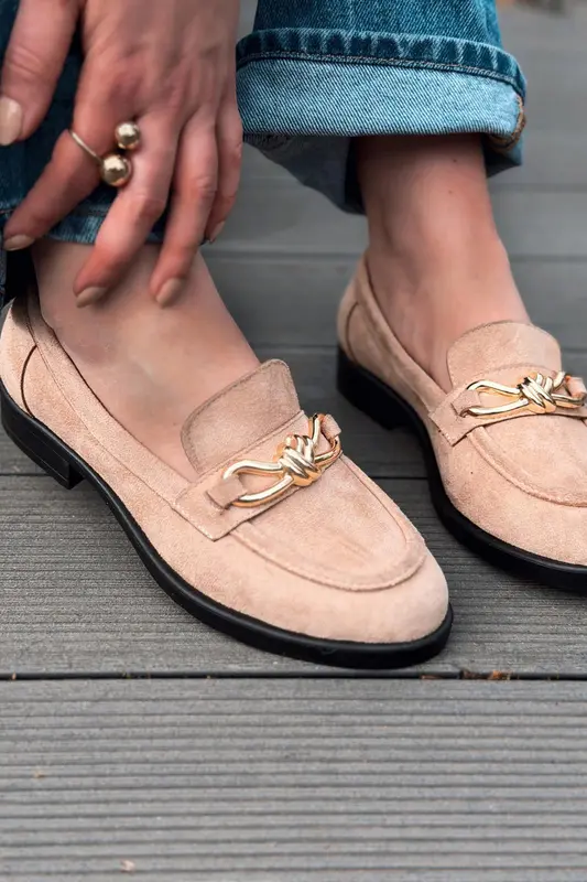 Norel Camel Süet Fiyonk Detaylı Kadın Loafer