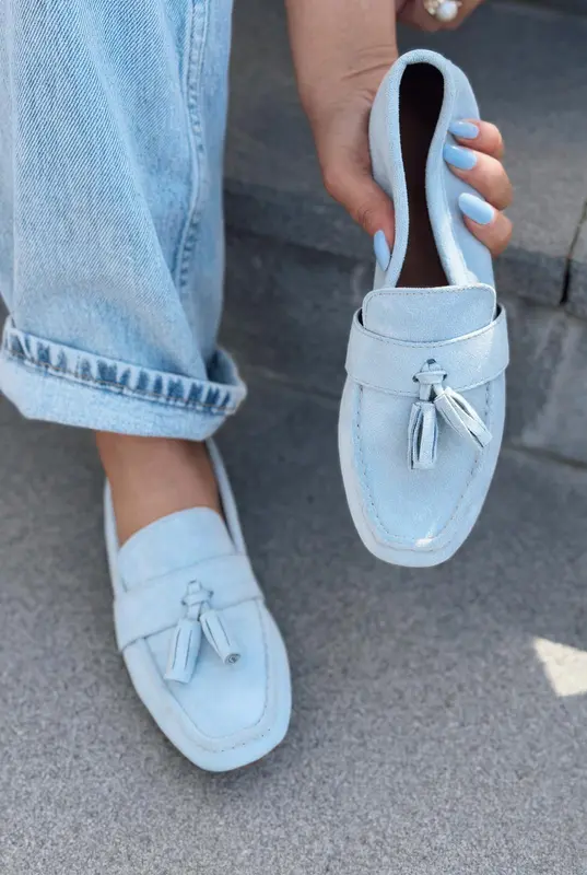 Olena Bebek Mavisi Süet Kadın Loafer