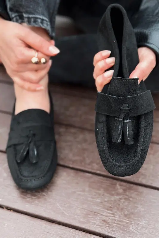 Olena Kadın Loafer Siyah Süet